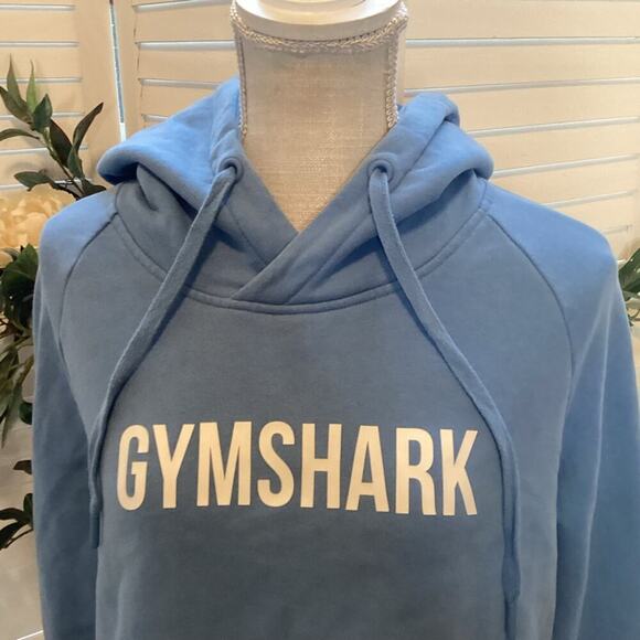 GYMSHARK BLUE CROPPED HOODIE SIZE MED 1223 - Picture 3 of 6